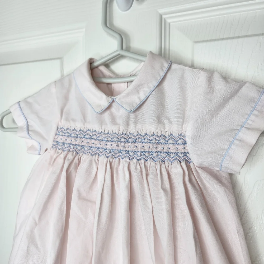 Vintage Baby Alison Scott For Spencerville Romper Dress Size 12 Months Pink